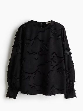 H&M Jacquard-Weave Blouse in Black
